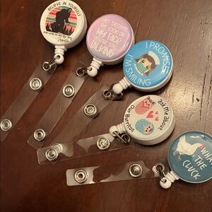 NEW 5 Colorful Badge Reel Set